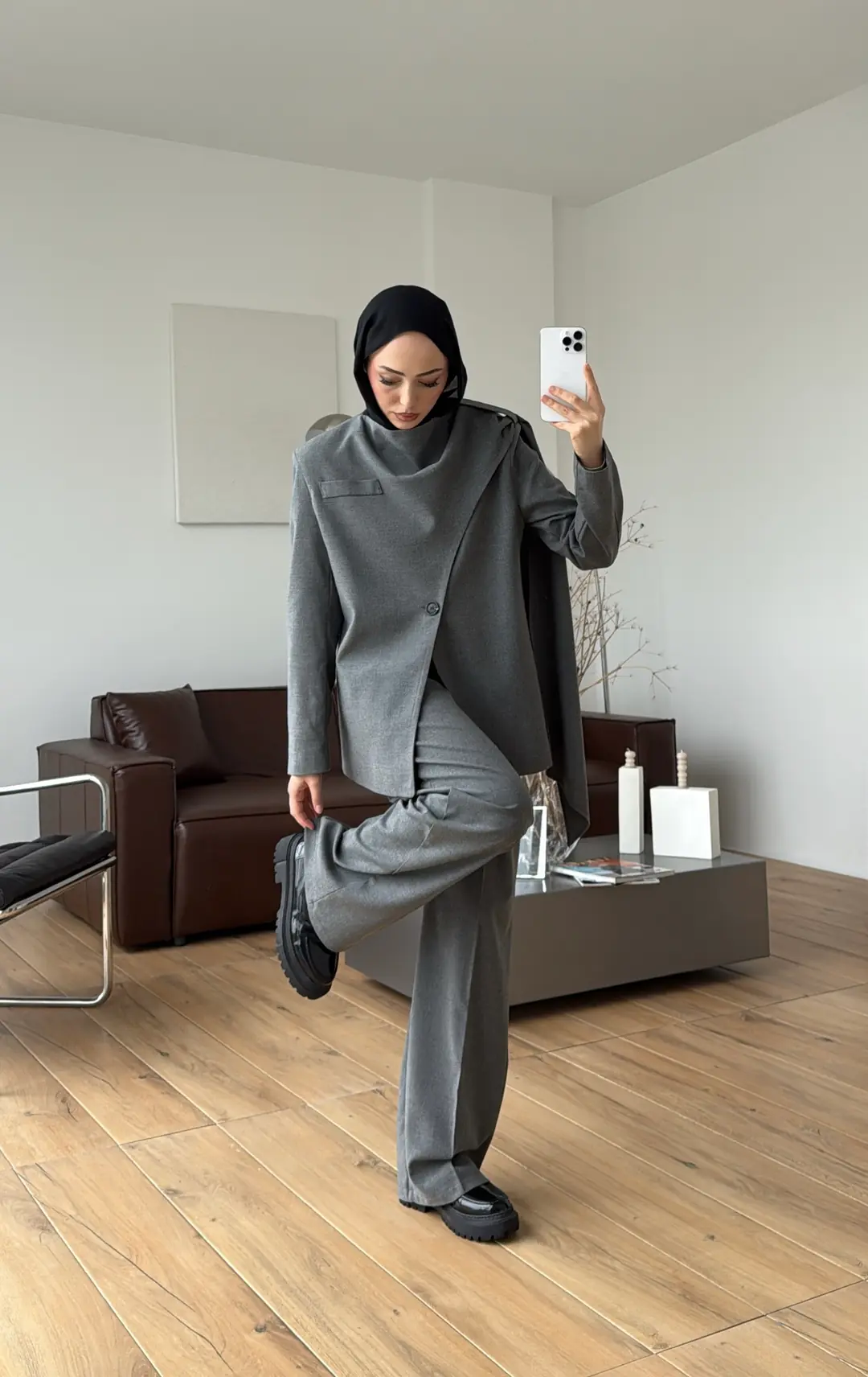 Şallı Ceket Takım Koyu Gri - Görsel 8