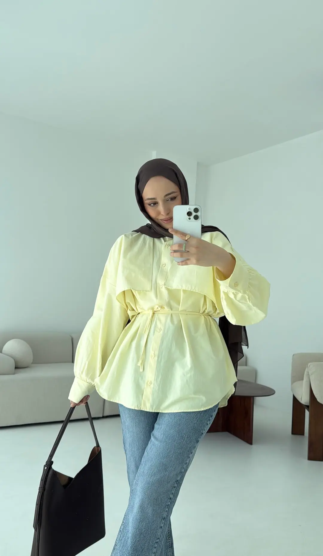 Sarı Bağlamalı Gömlek - Görsel 4