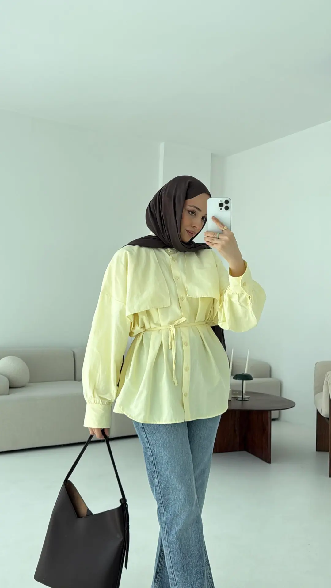 Sarı Bağlamalı Gömlek - Görsel 5