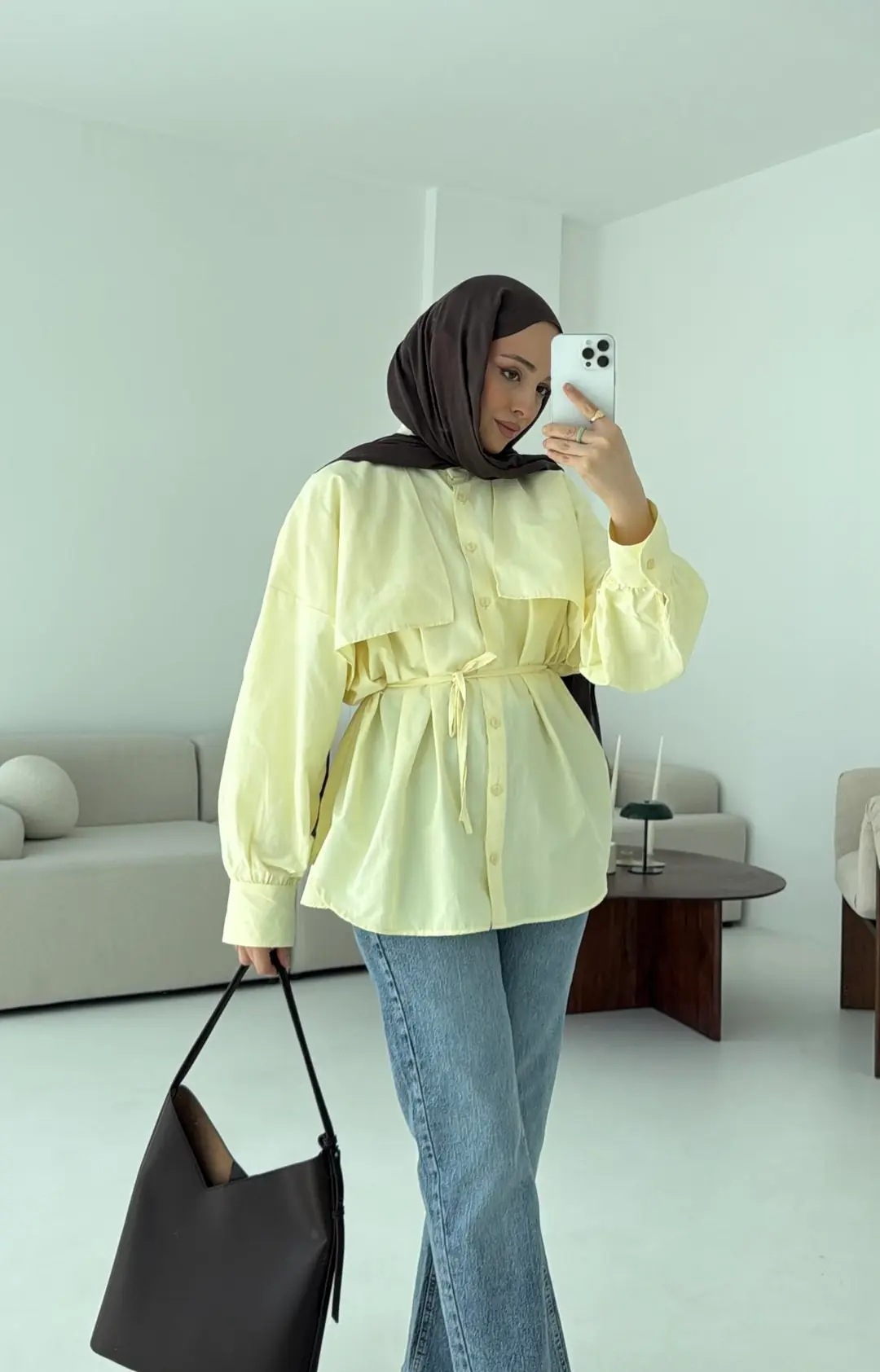 Sarı Bağlamalı Gömlek - Görsel 6