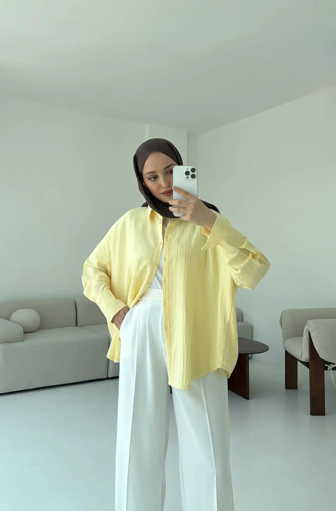 Sarı Kalın Manşet Gömlek - Görsel 8