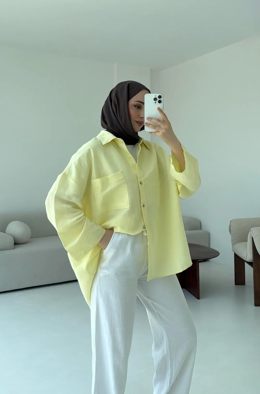 Sarı Oversize Gömlek - Görsel 4