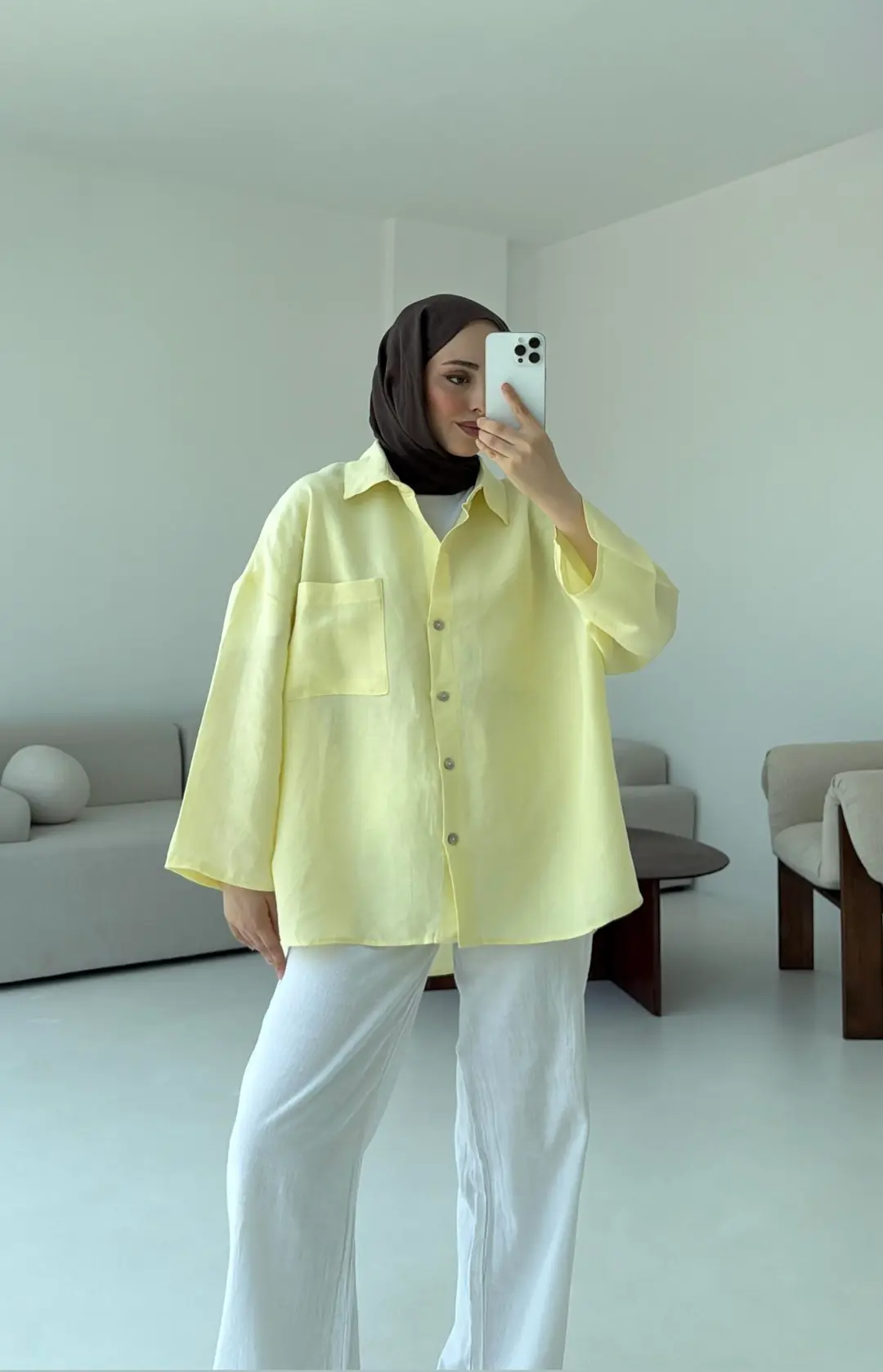 Sarı Oversize Gömlek - Görsel 7