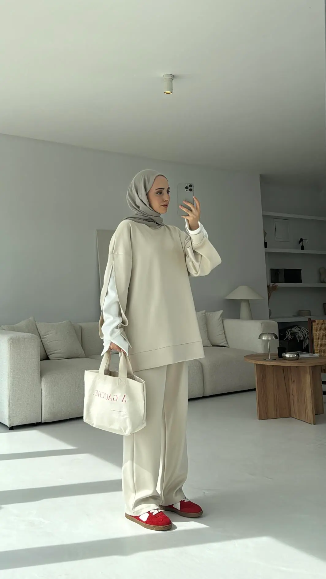 Scuba Kol Detaylı Takım  Bej - Görsel 2