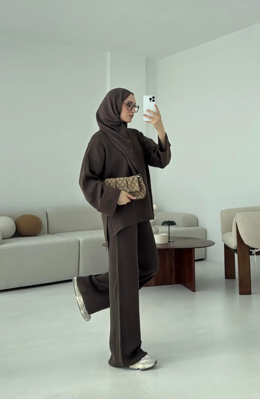 Selanik Triko Pantolon Takım Kahve - Görsel 3