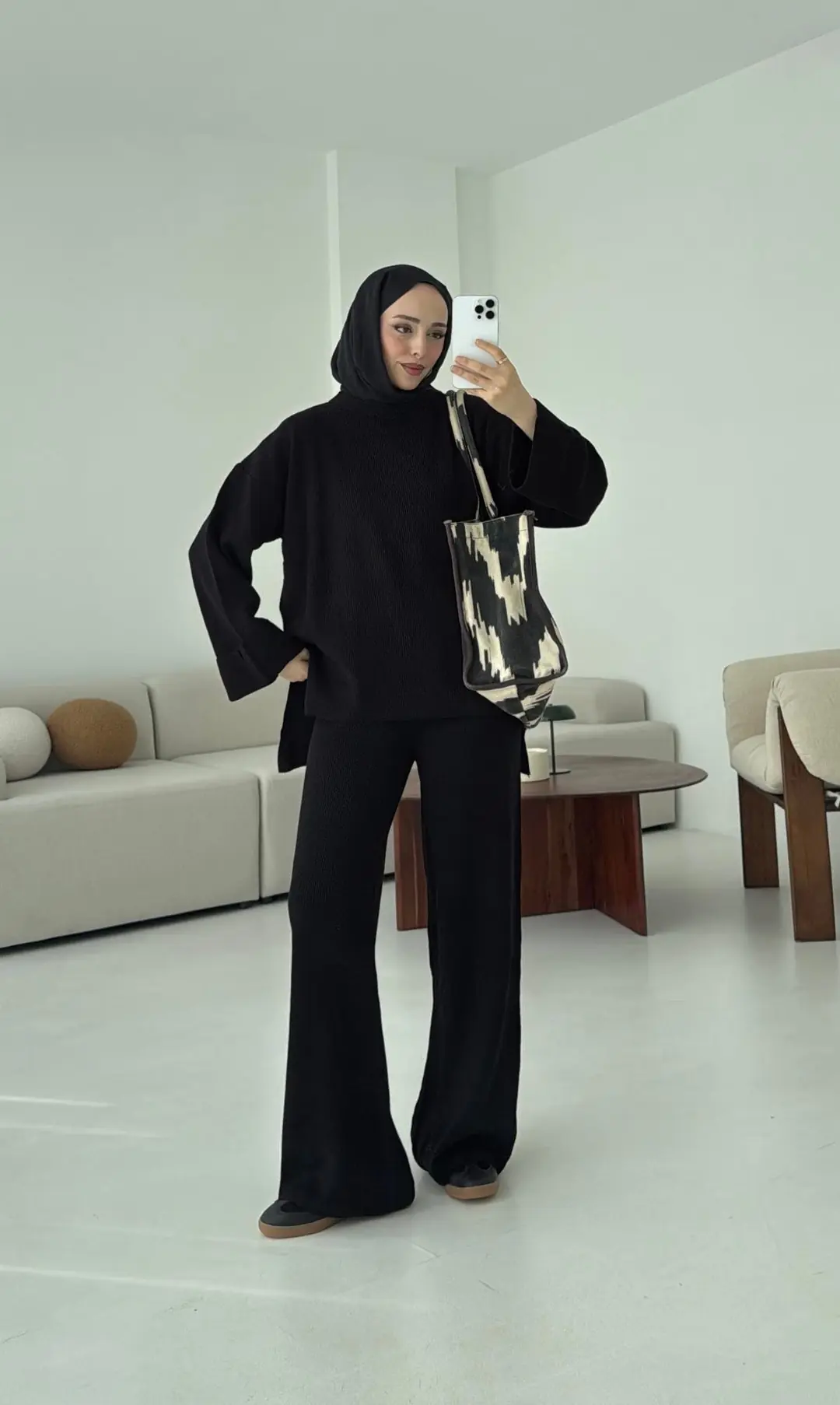 Selanik Triko Pantolon Takım Siyah - Görsel 8