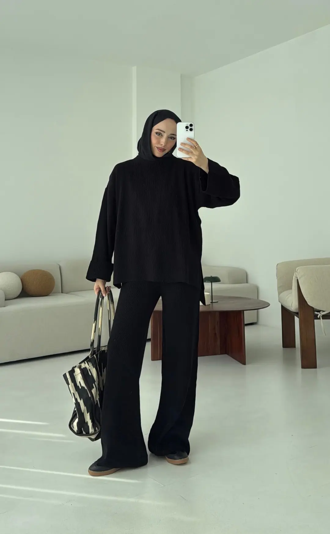 Selanik Triko Pantolon Takım Siyah - Görsel 9