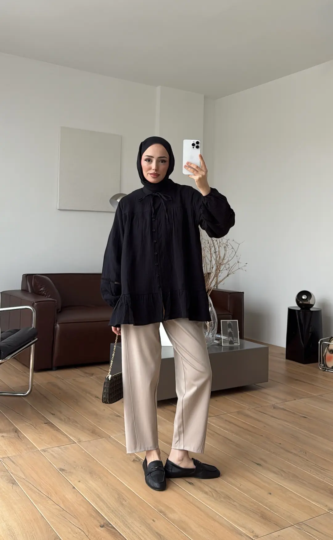 Şerit Detay Muslin Gömlek Siyah - Görsel 8