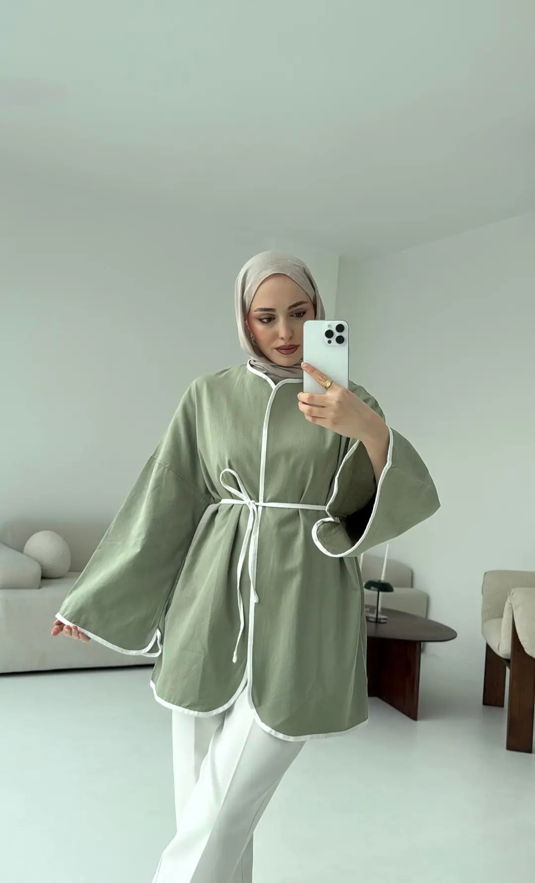 Seyyar Kemerli Kimono Çağla - Görsel 2