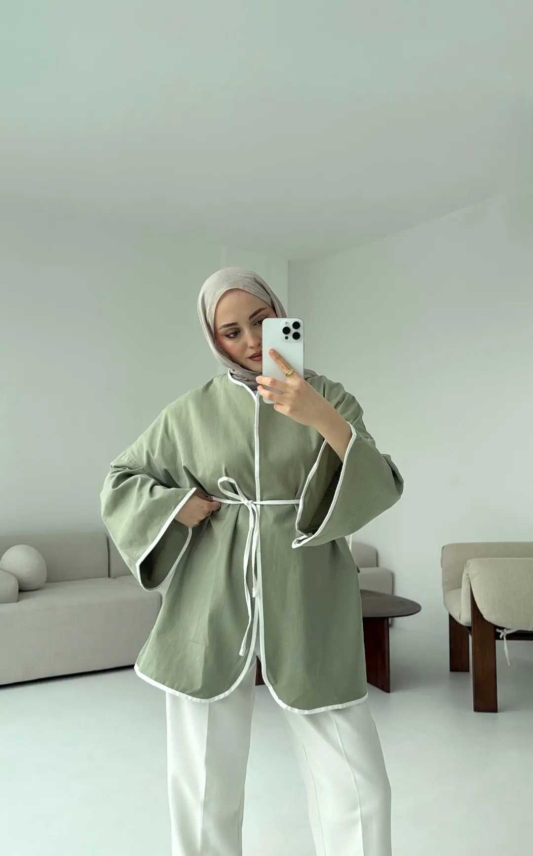 Seyyar Kemerli Kimono Çağla - Görsel 3