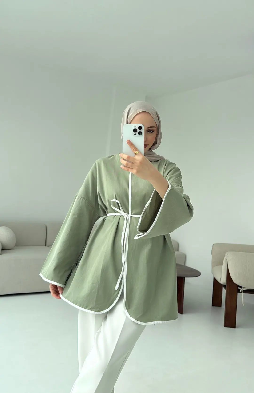 Seyyar Kemerli Kimono Çağla - Görsel 5