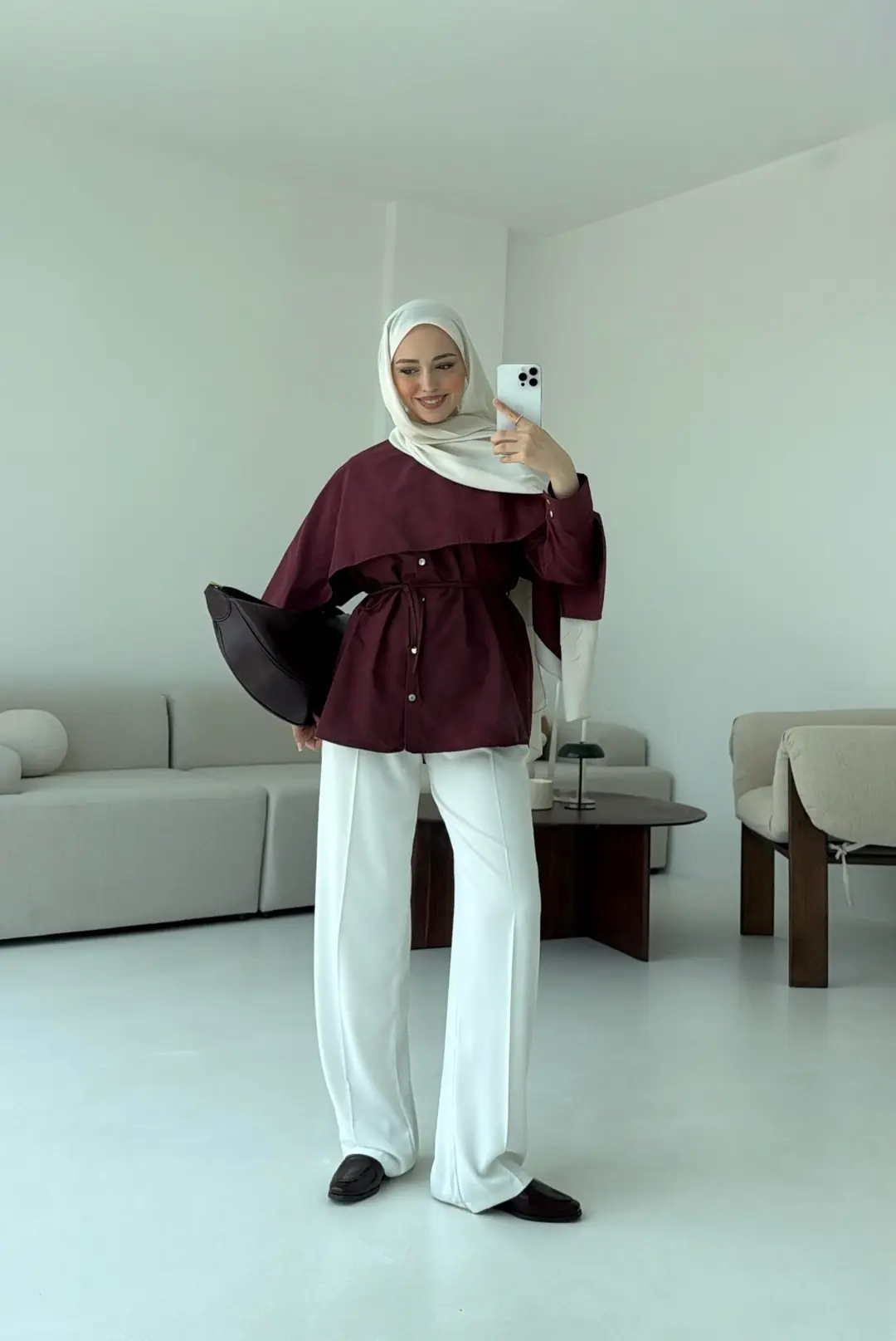 Seyyar Pelerinli Gömlek Bordo