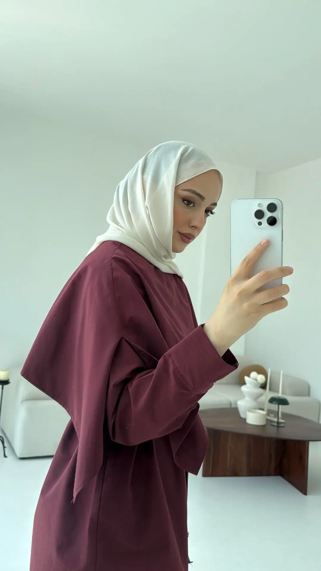 Seyyar Pelerinli Gömlek Bordo - Görsel 7