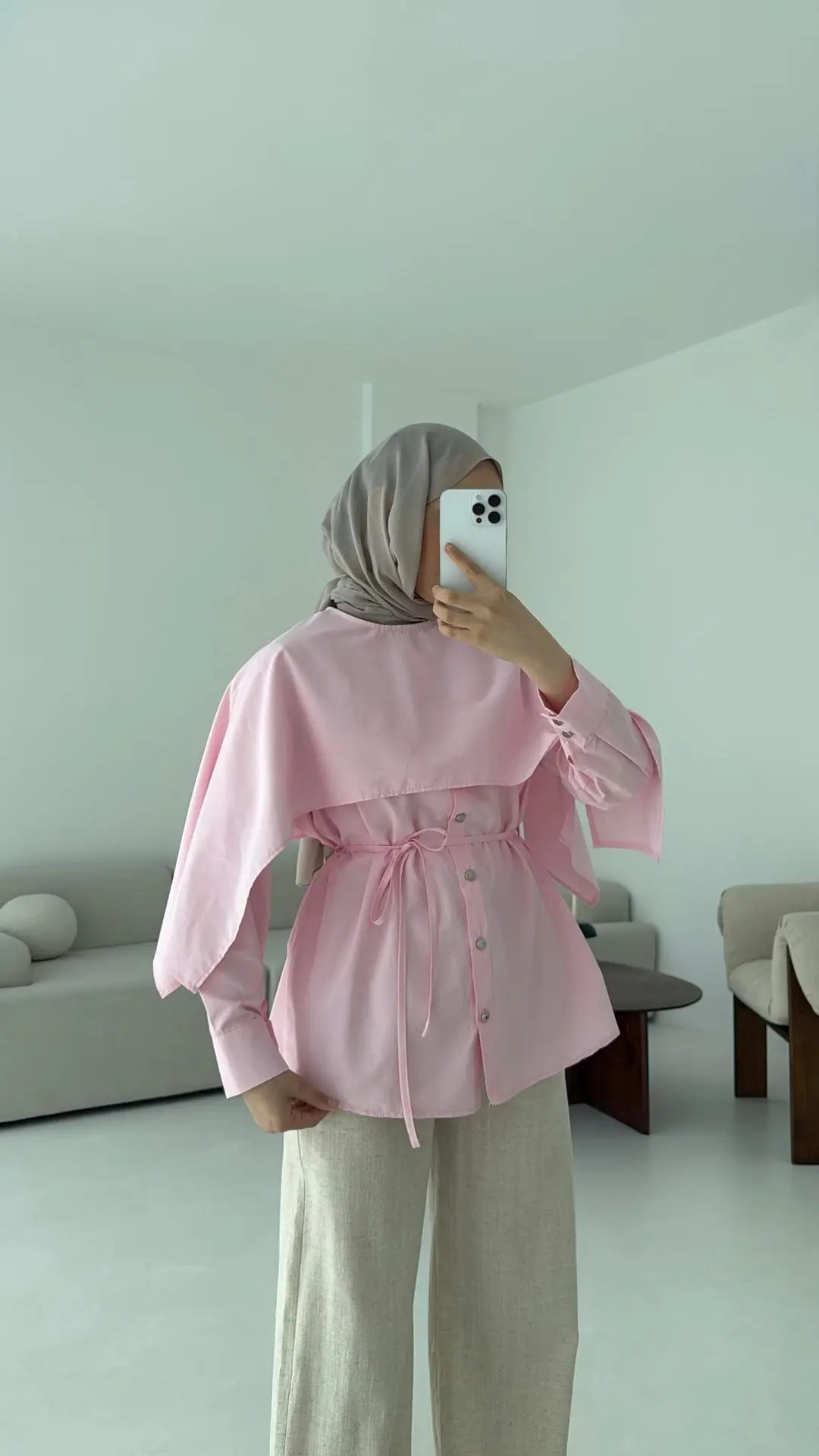 Seyyar Pelerinli Gömlek Pembe