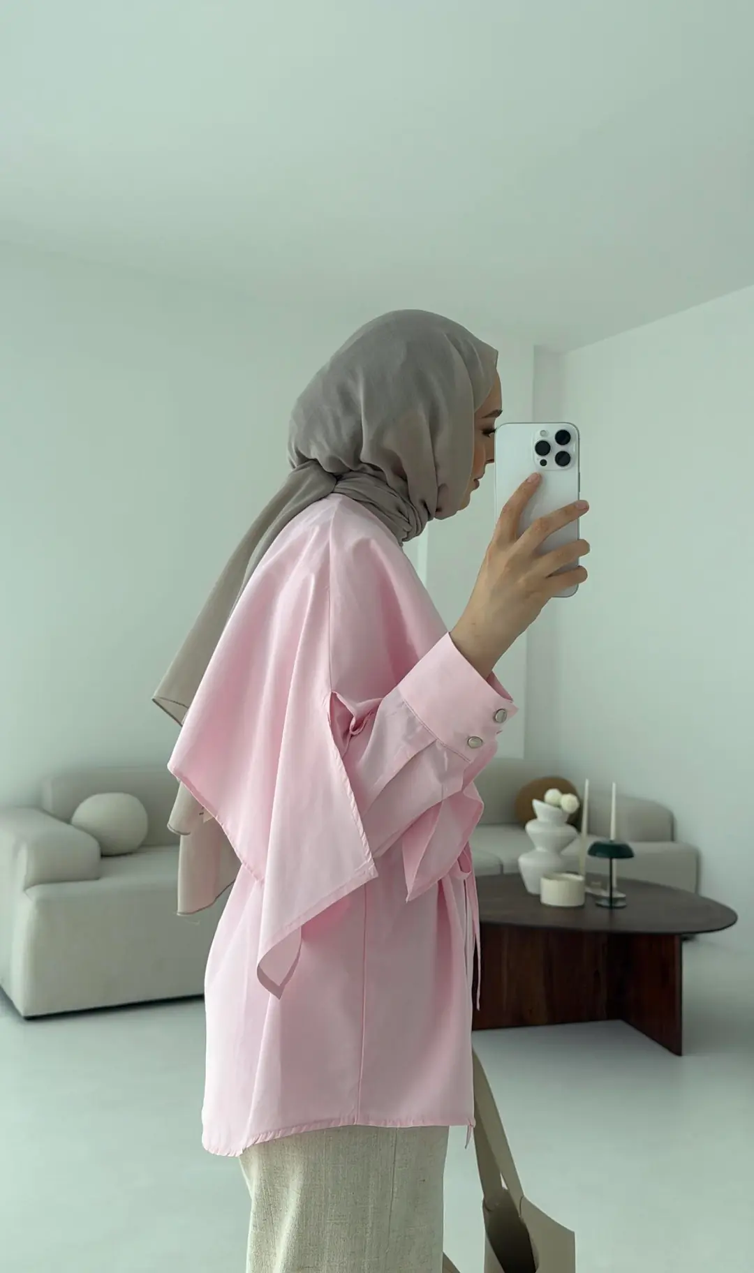 Seyyar Pelerinli Gömlek Pembe - Görsel 7