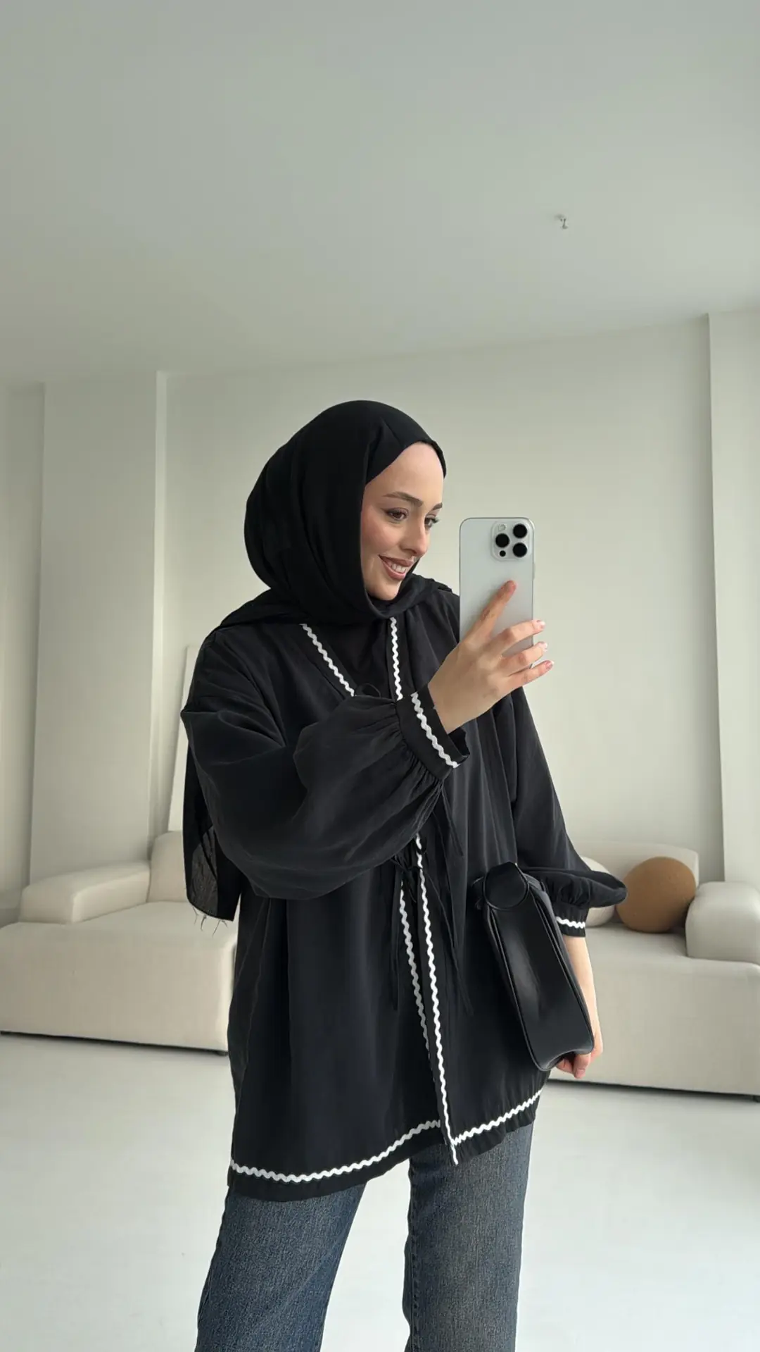 Siyah Bağlamalı Dantel Detay Kimono - Görsel 5