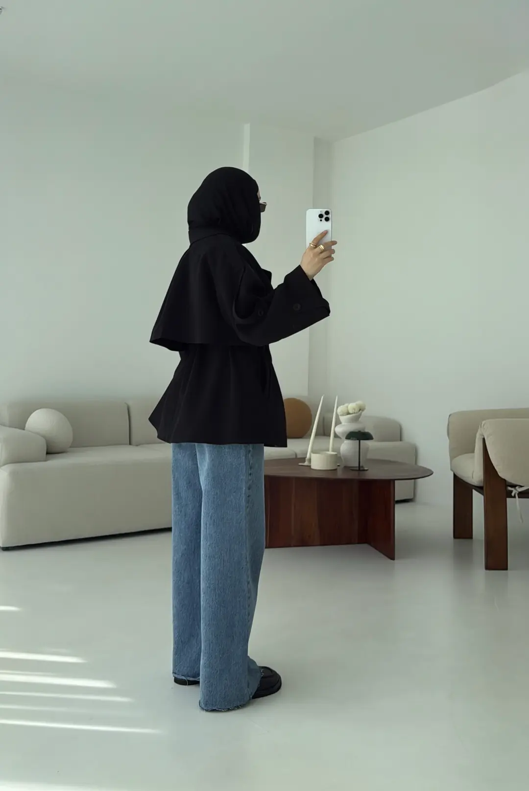 Siyah Bağlamalı Trençkot - Görsel 6