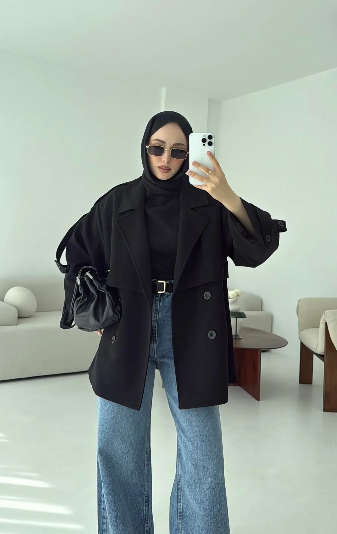 Siyah Bağlamalı Trençkot - Görsel 3