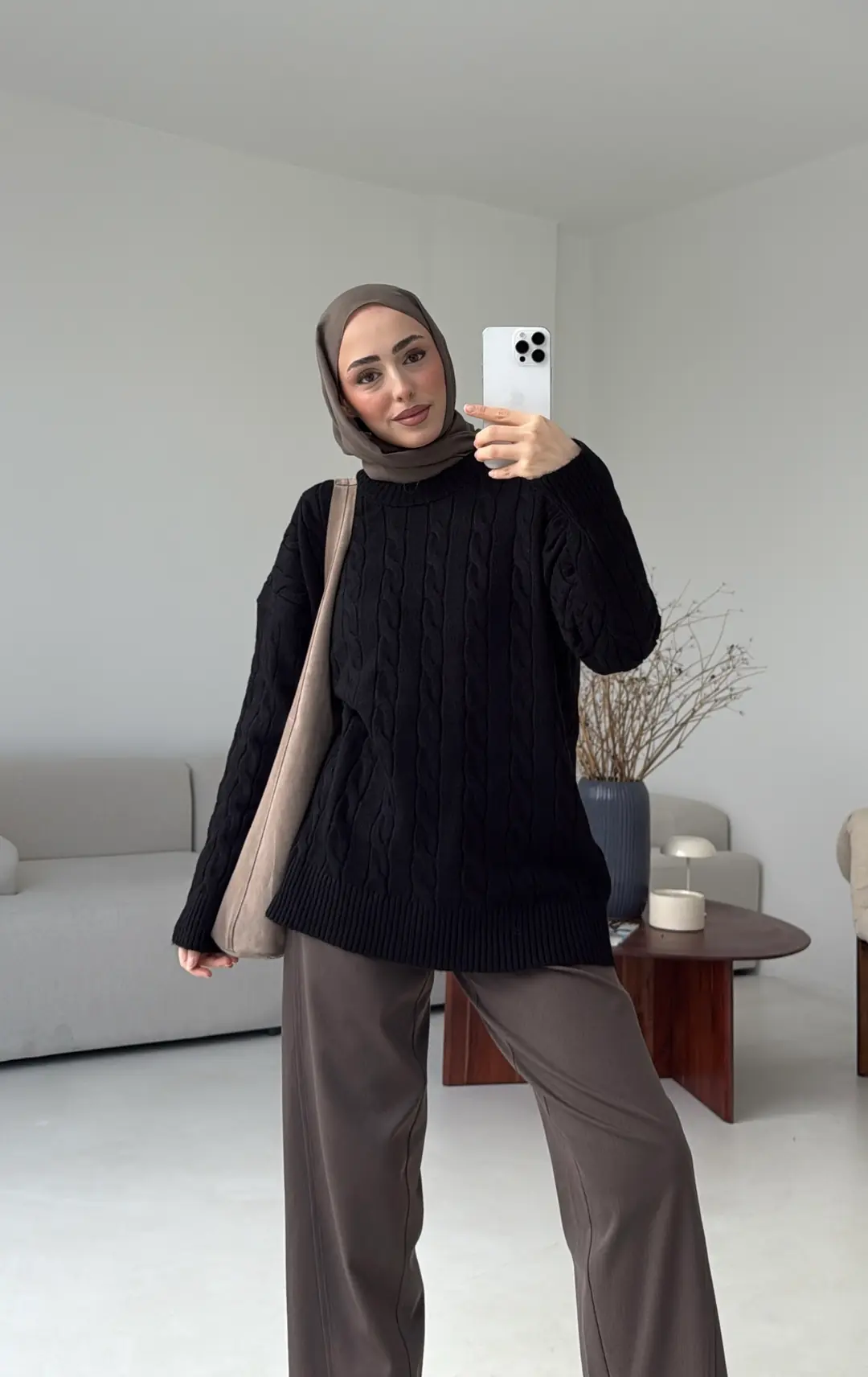 Bisiklet Yaka Örgü Kazak siyah - Görsel 2