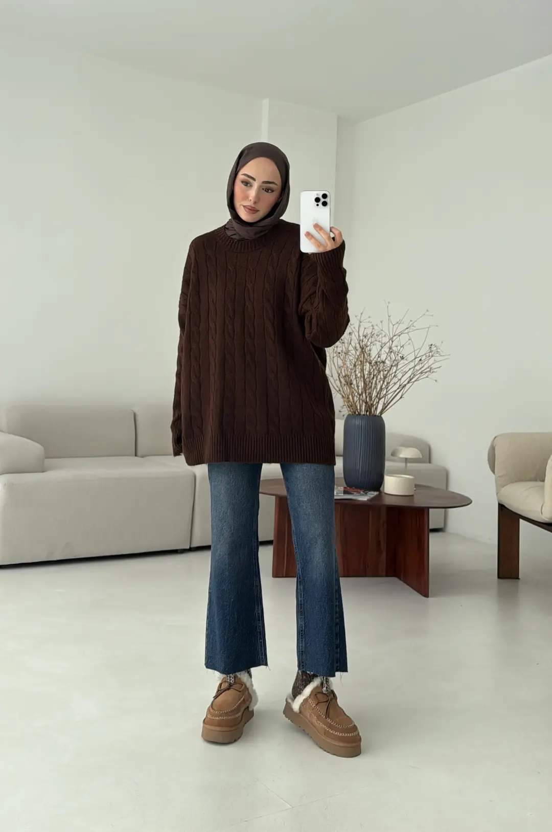 Bisiklet Yaka Örgü Kazak Kahve - Görsel 3