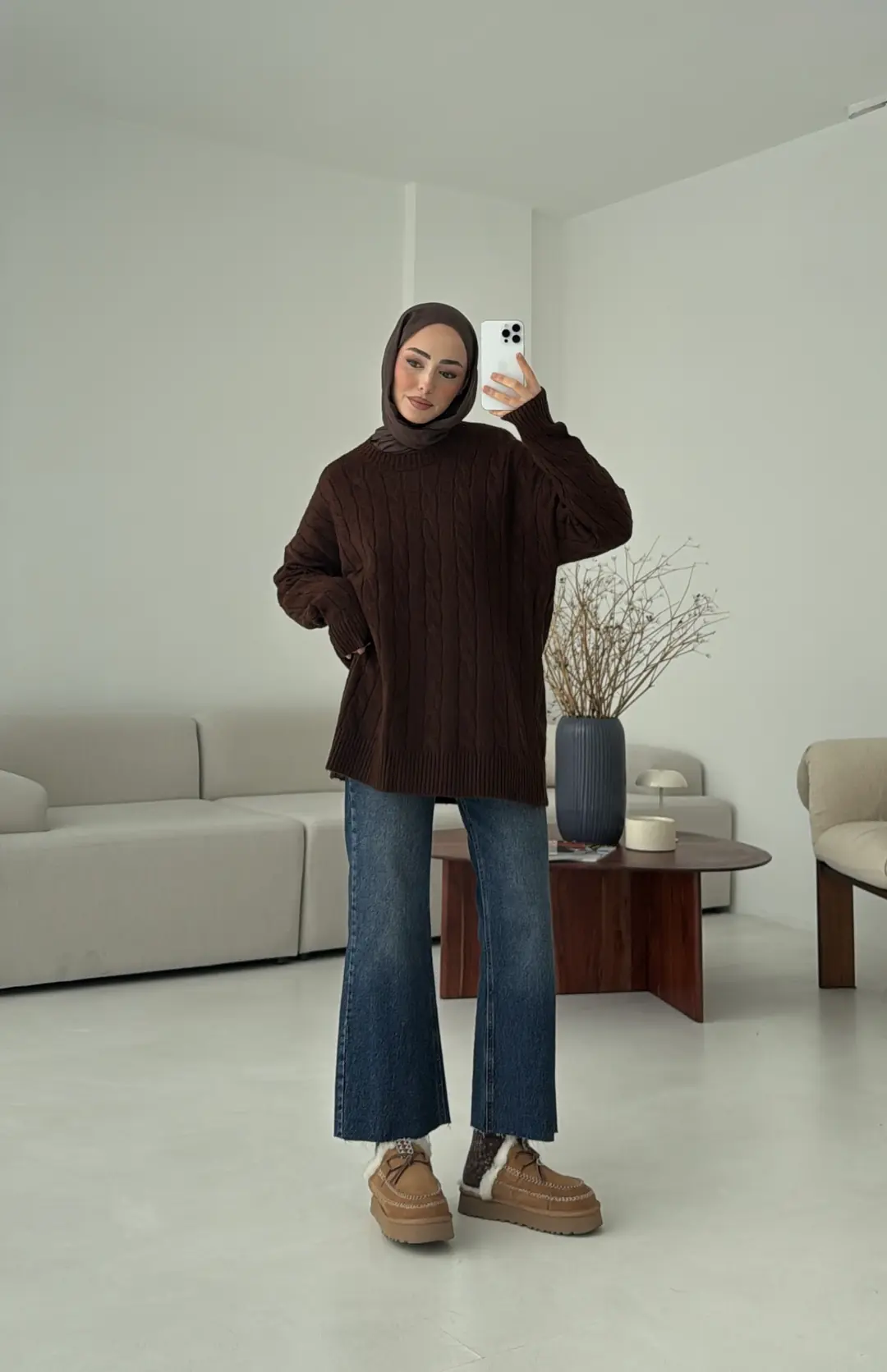 Bisiklet Yaka Örgü Kazak Kahve - Görsel 6