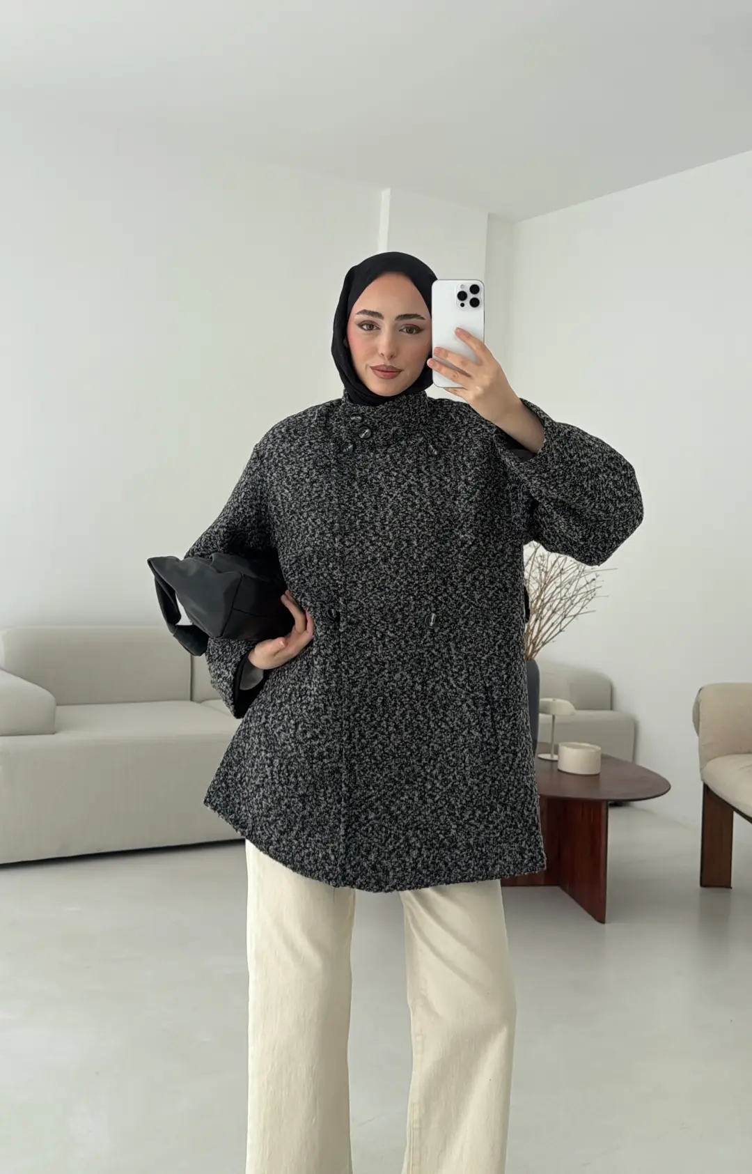 Siyah Gri Geçişli Kaban - Görsel 4