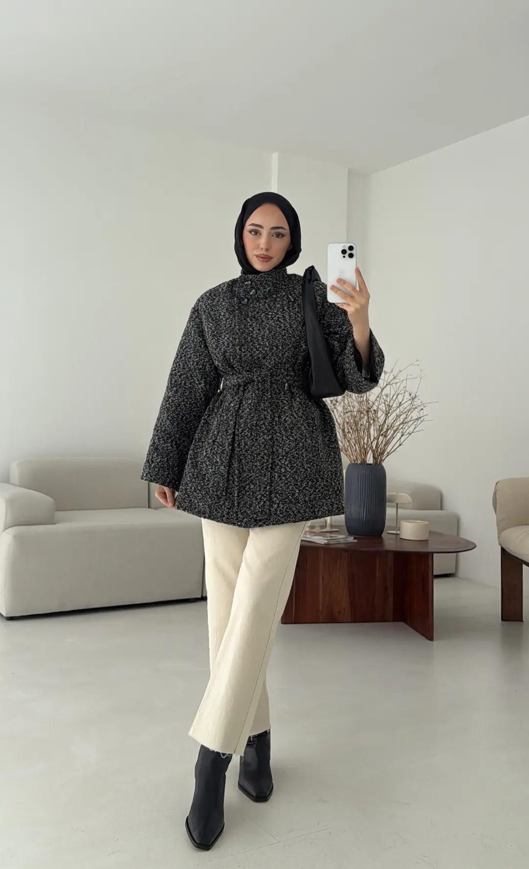 Siyah Gri Geçişli Kaban - Görsel 5