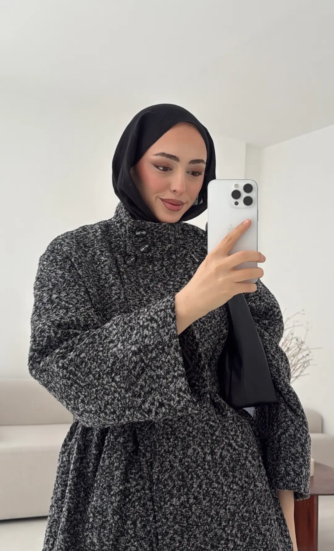 Siyah Gri Geçişli Kaban - Görsel 8