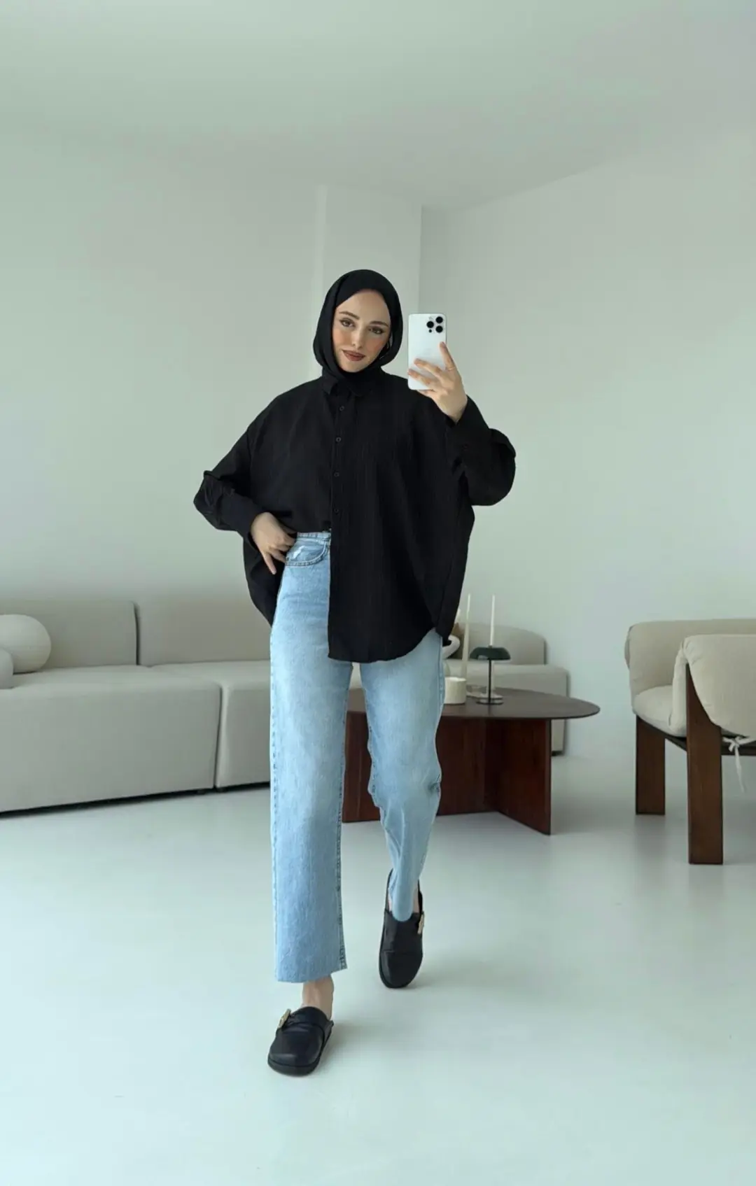 Siyah Kalın Manşet Gömlek