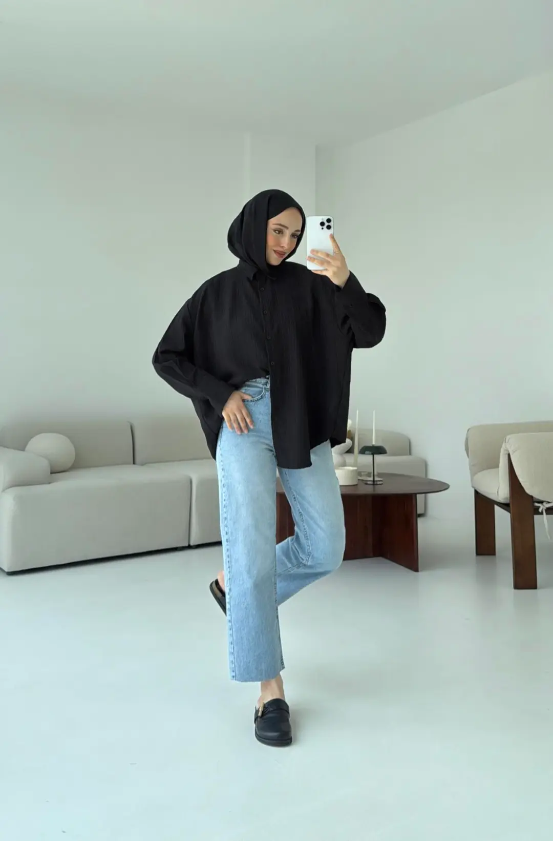 Siyah Kalın Manşet Gömlek - Görsel 2