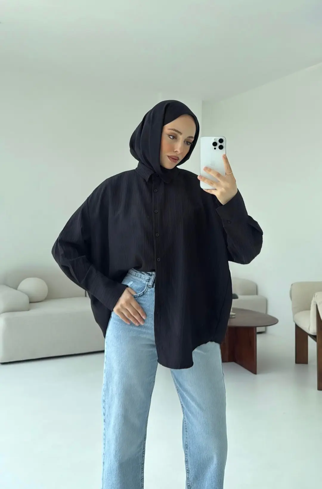 Siyah Kalın Manşet Gömlek - Görsel 3