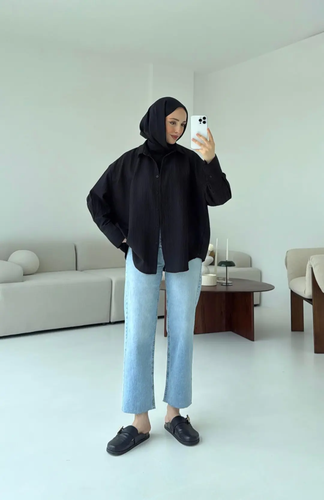 Siyah Kalın Manşet Gömlek - Görsel 5