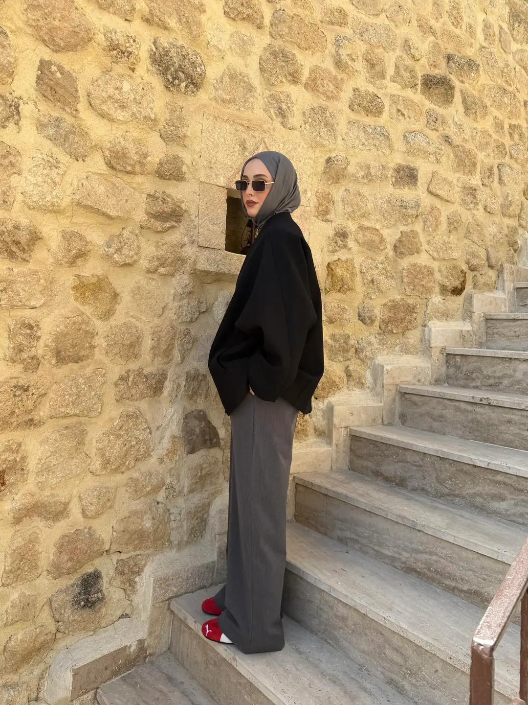 Soft Oversize Kaşe Kaban Siyah - Görsel 6