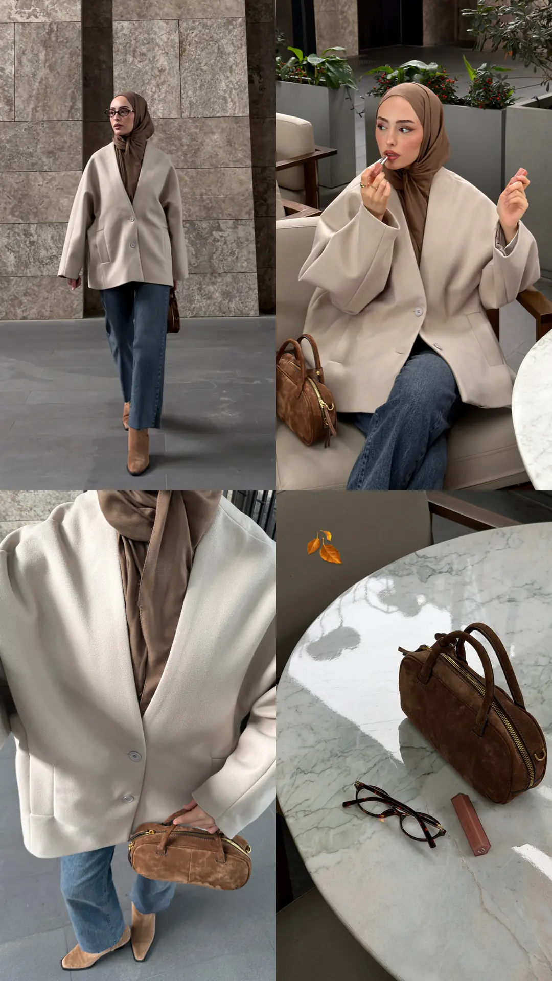 Soft Oversize Kaşe Kaban Taş - Görsel 2