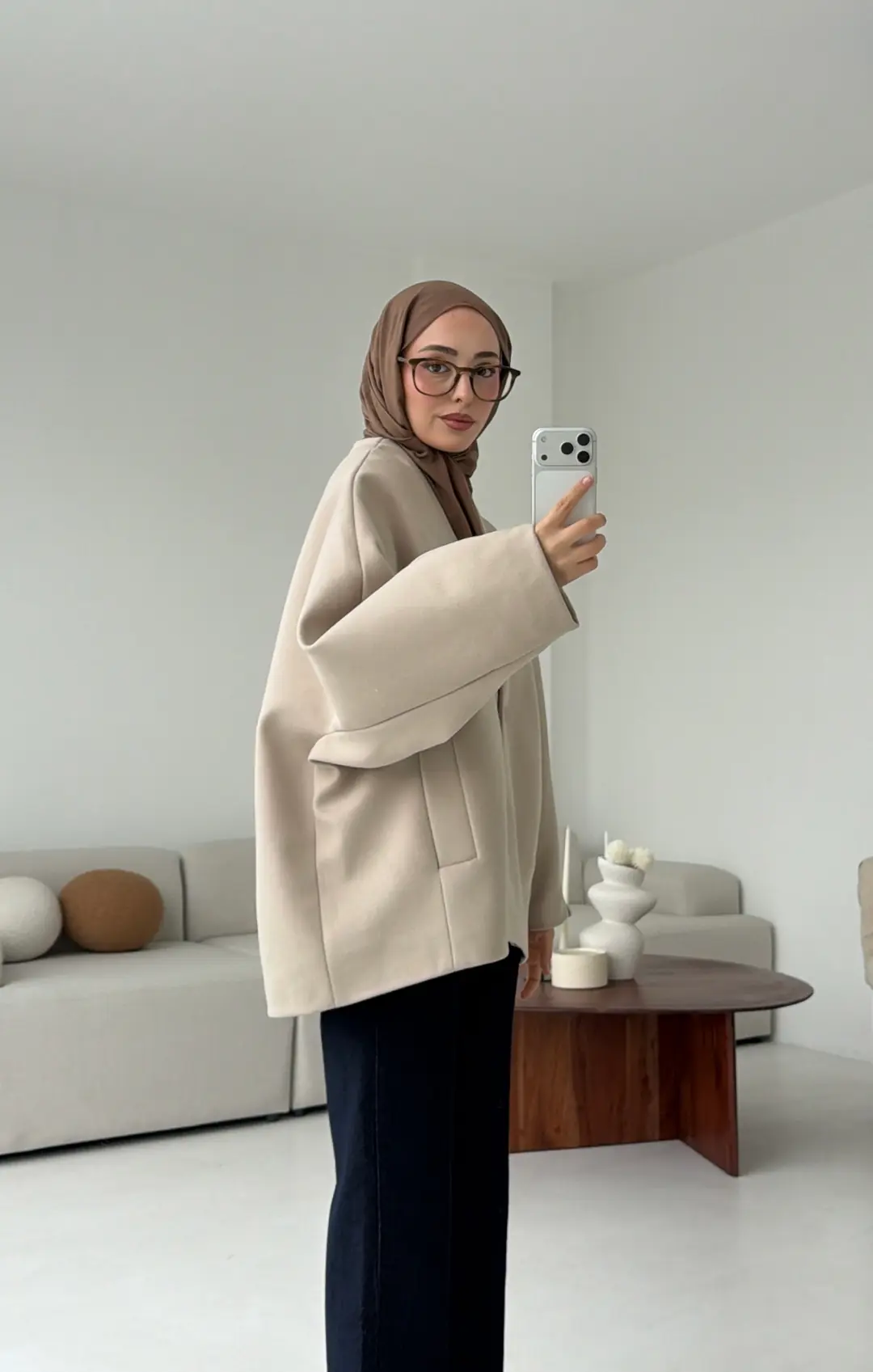 Soft Oversize Kaşe Kaban Taş