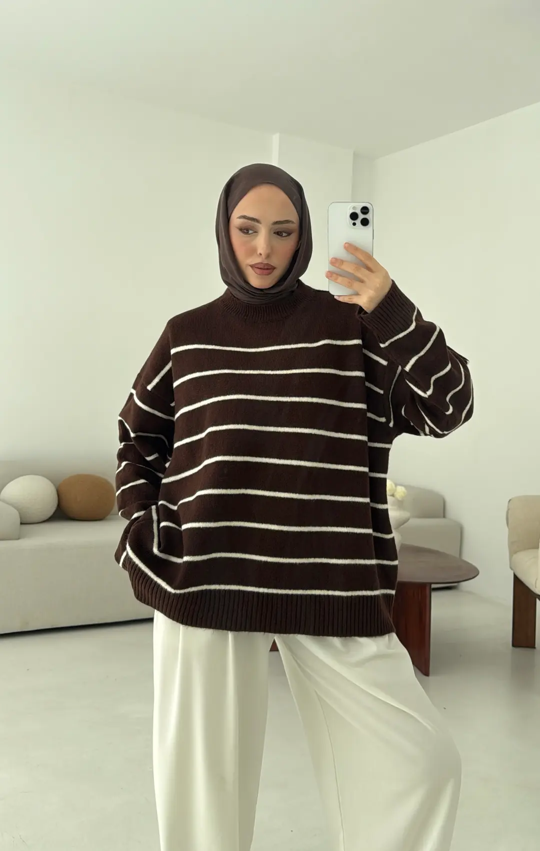 Şönil Kazak Kahve - Görsel 4