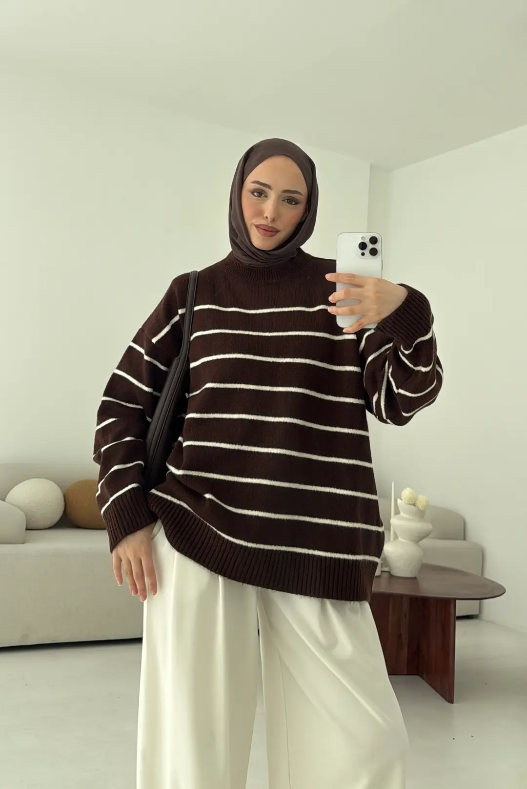 Şönil Kazak Kahve - Görsel 5