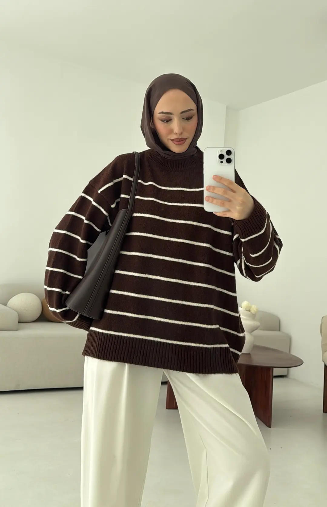 Şönil Kazak Kahve - Görsel 6