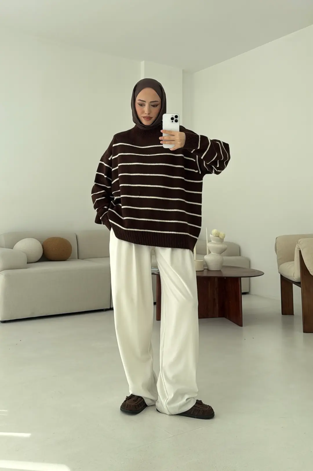 Şönil Kazak Kahve - Görsel 9