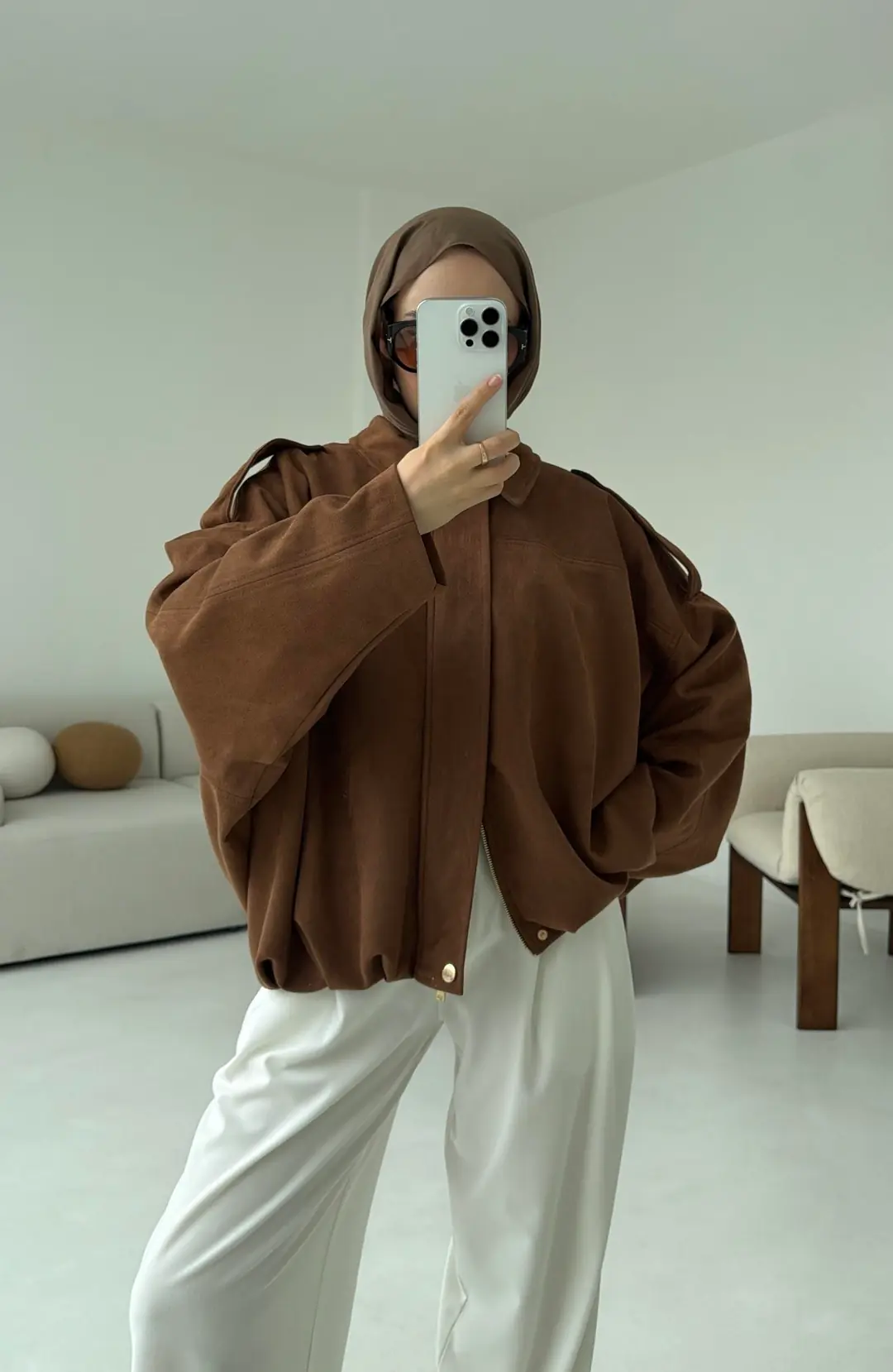 Süet Bomber Ceket Taba