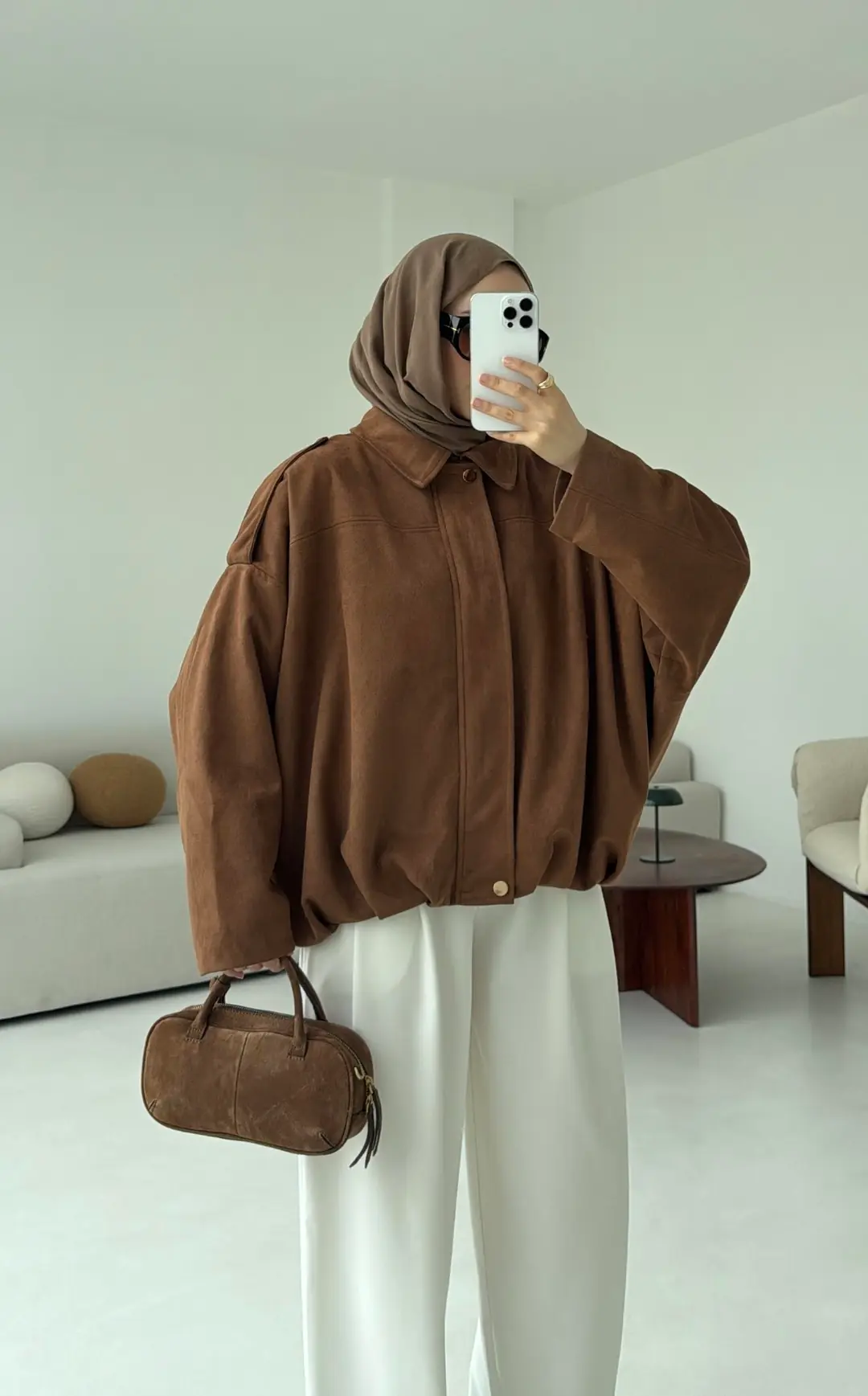 Süet Bomber Ceket Taba - Görsel 2