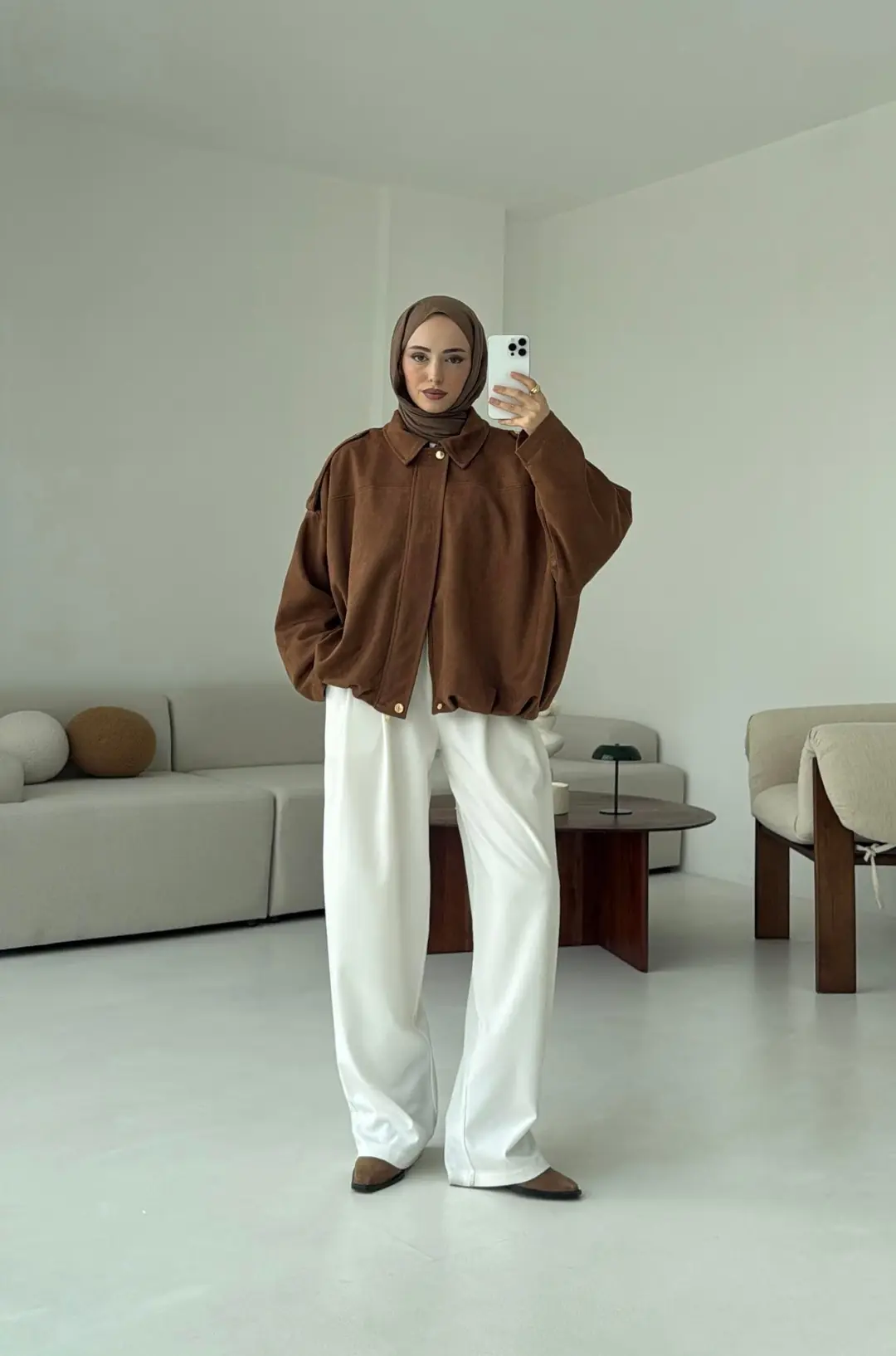 Süet Bomber Ceket Taba - Görsel 6