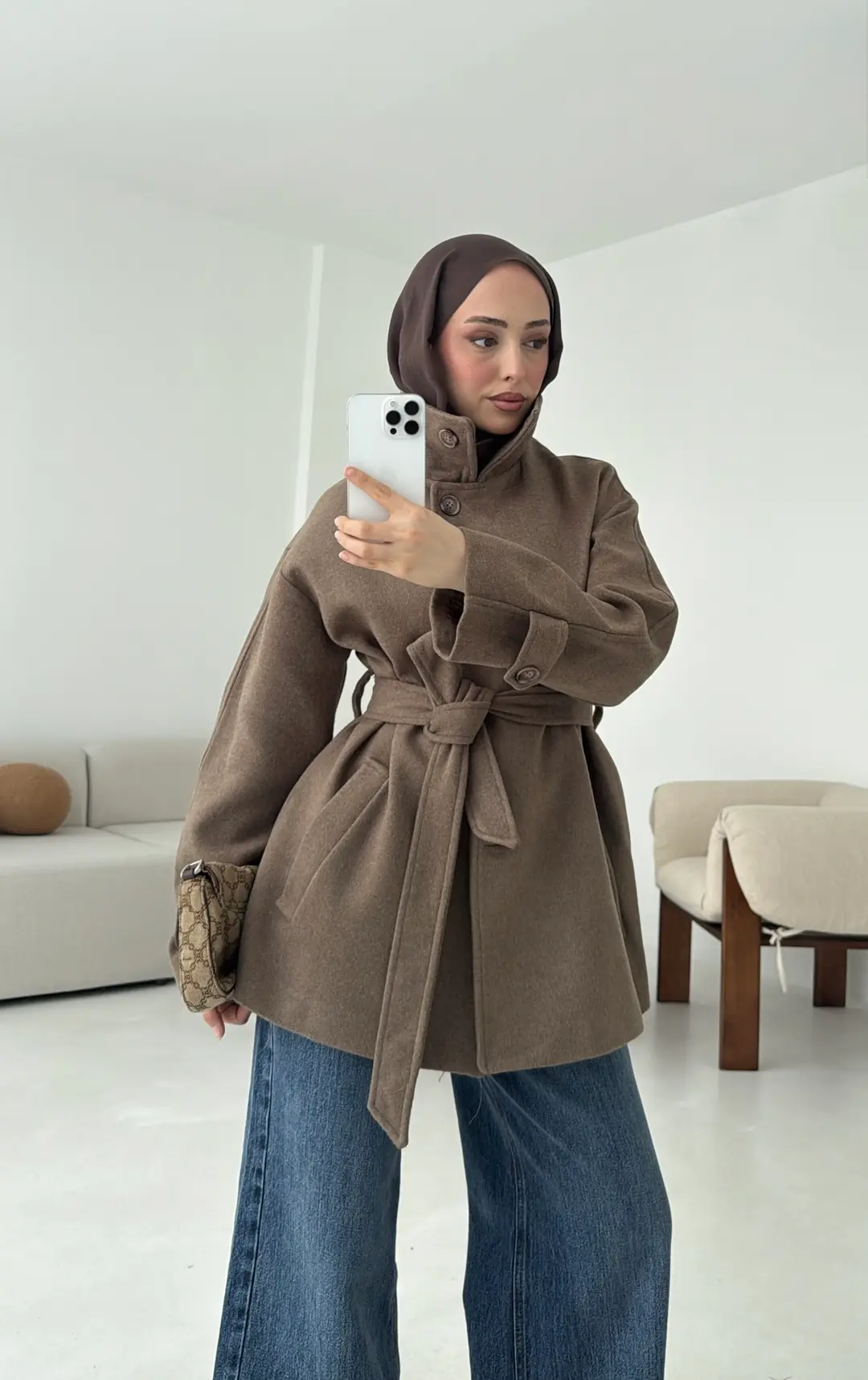 Sütlü Kahve Orta Boy Kaşe Kaban