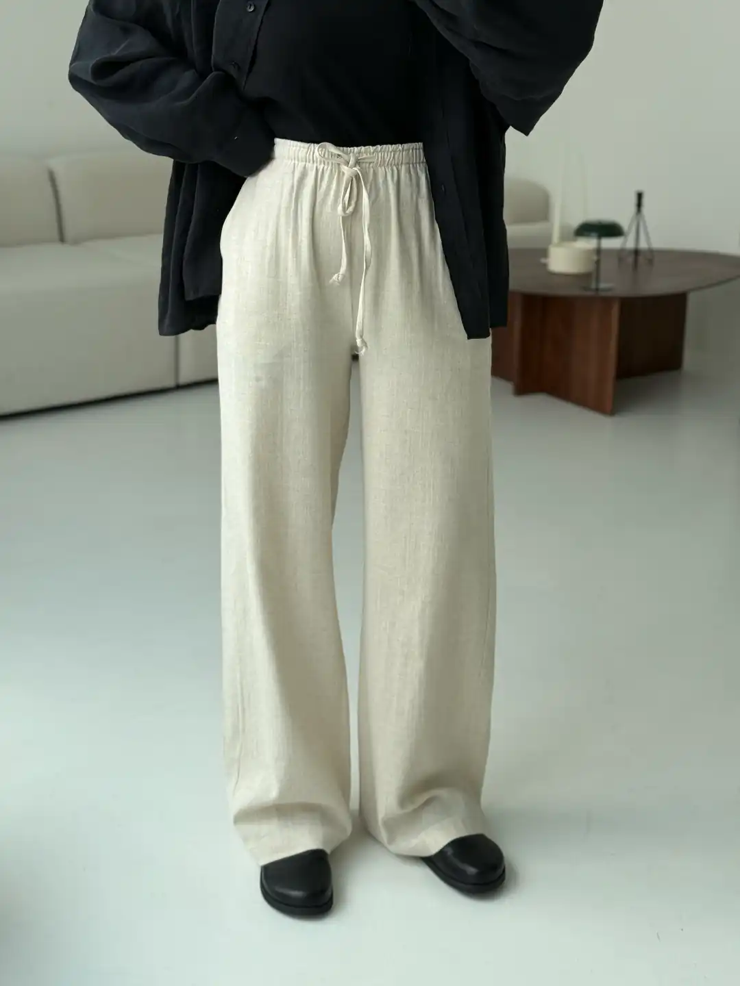 Tam Boy Keten Pantolon Natural - Görsel 2