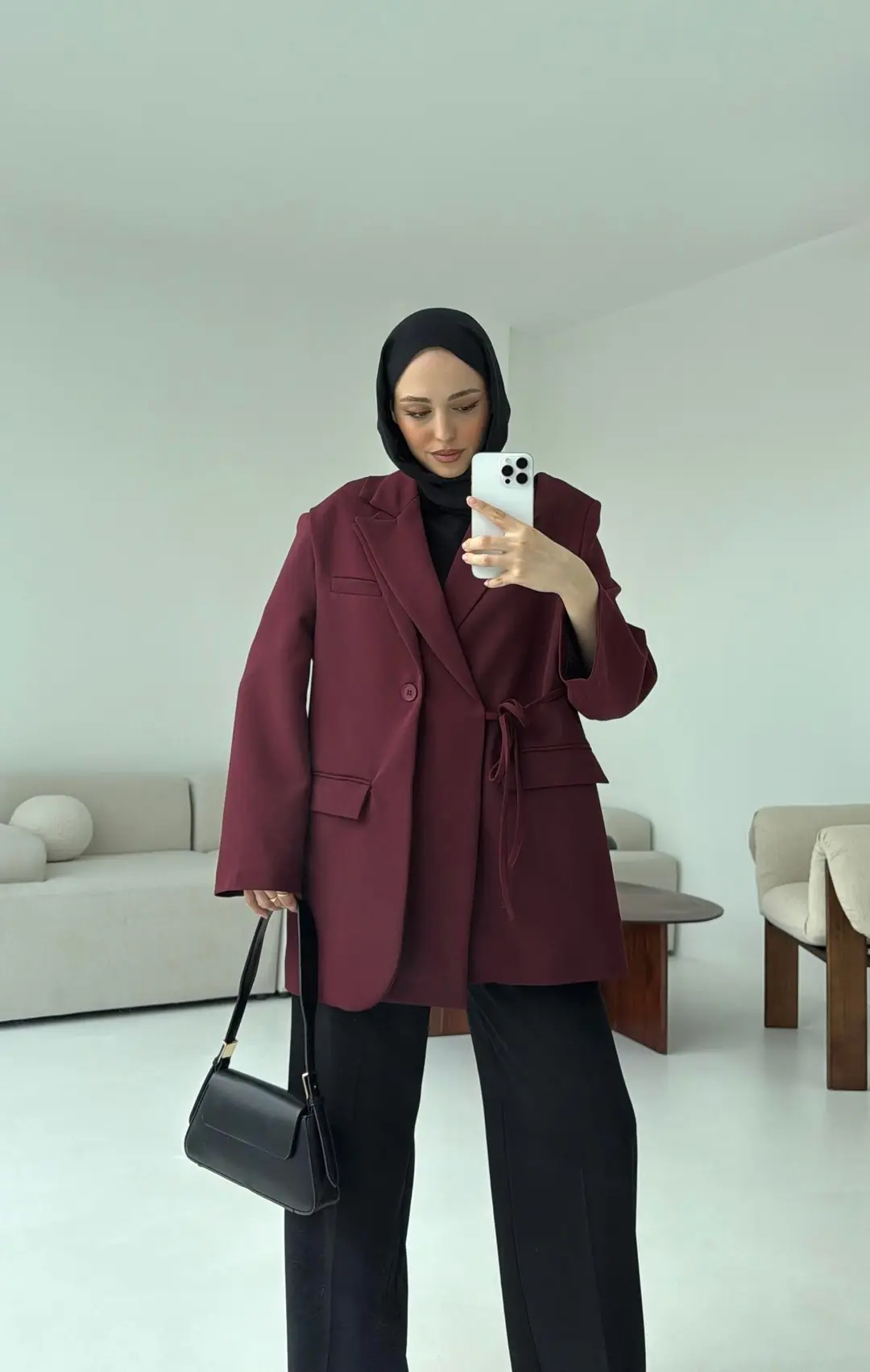 Tasarım Blazer Ceket Bordo - Görsel 4