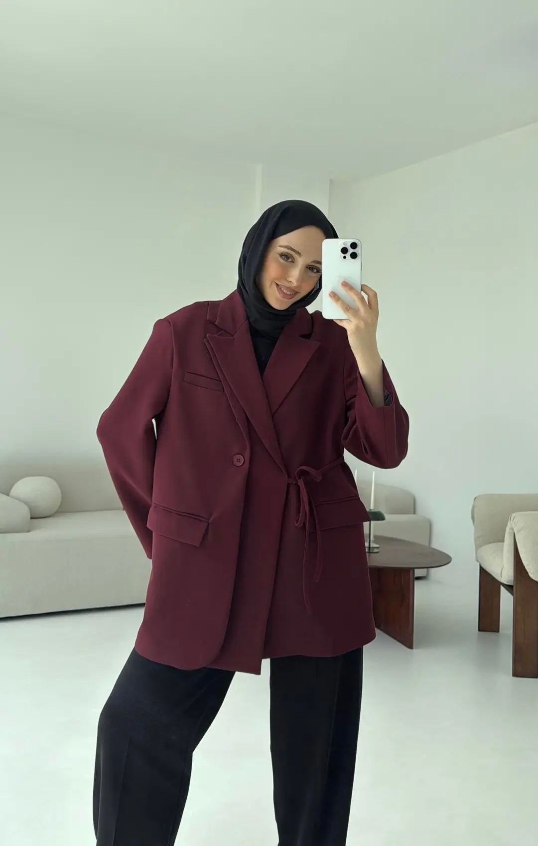 Tasarım Blazer Ceket Bordo - Görsel 7