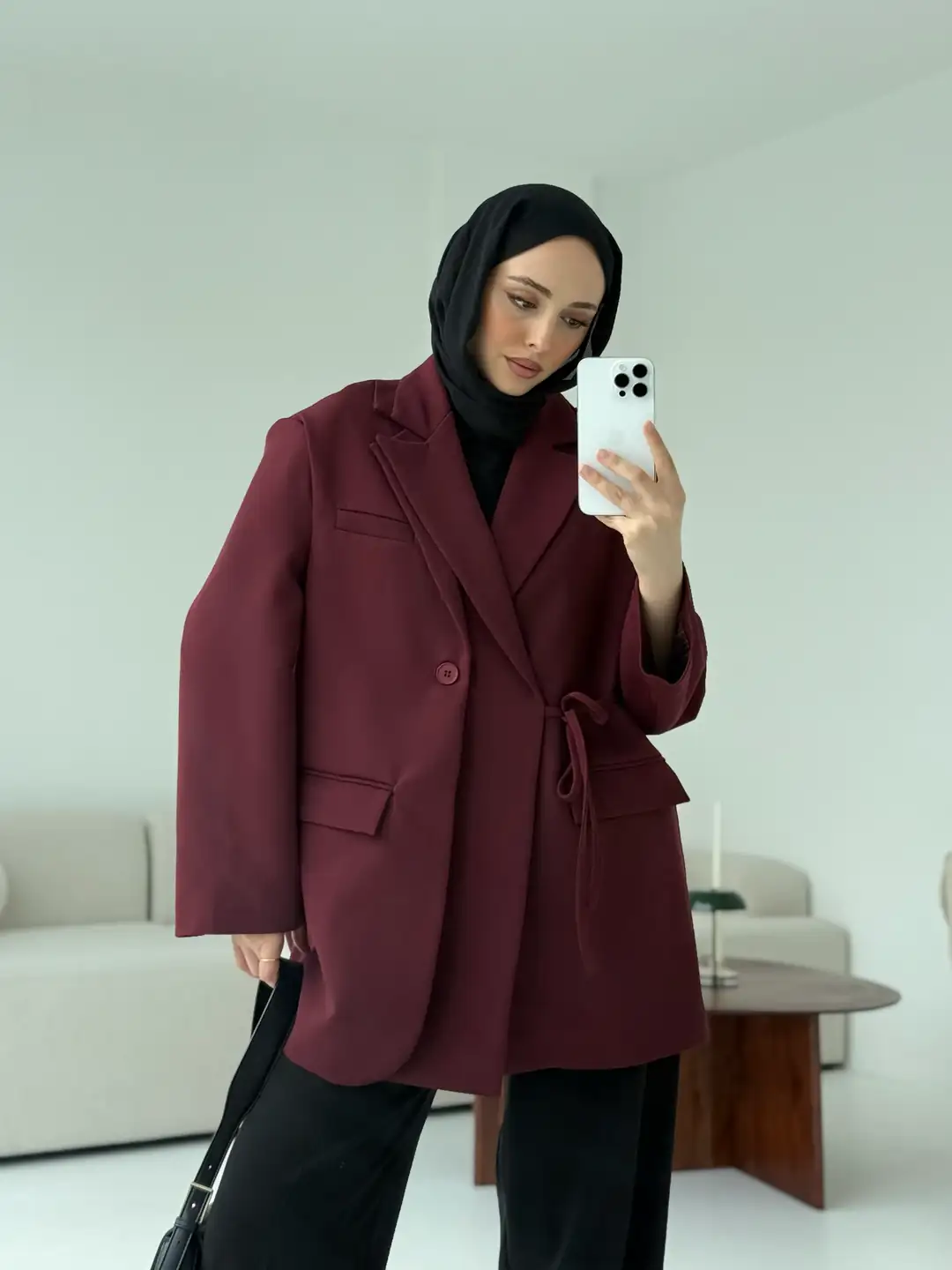 Tasarım Blazer Ceket Bordo - Görsel 8