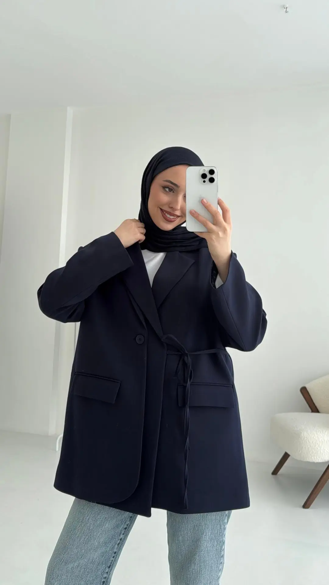 Tasarım Blazer Ceket Lacivert - Görsel 4