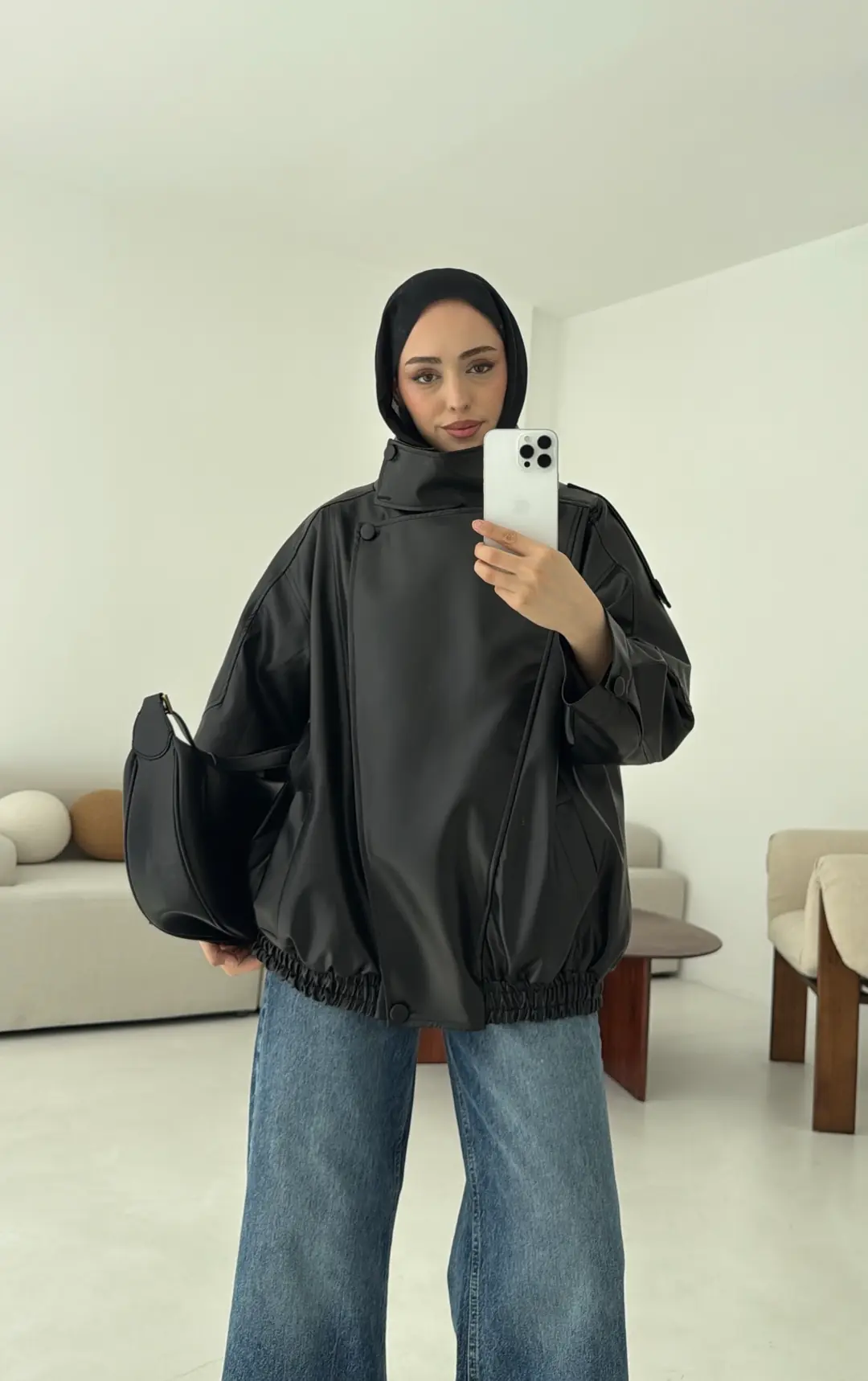 Tasarım Vintage Deri Ceket Siyah - Görsel 2