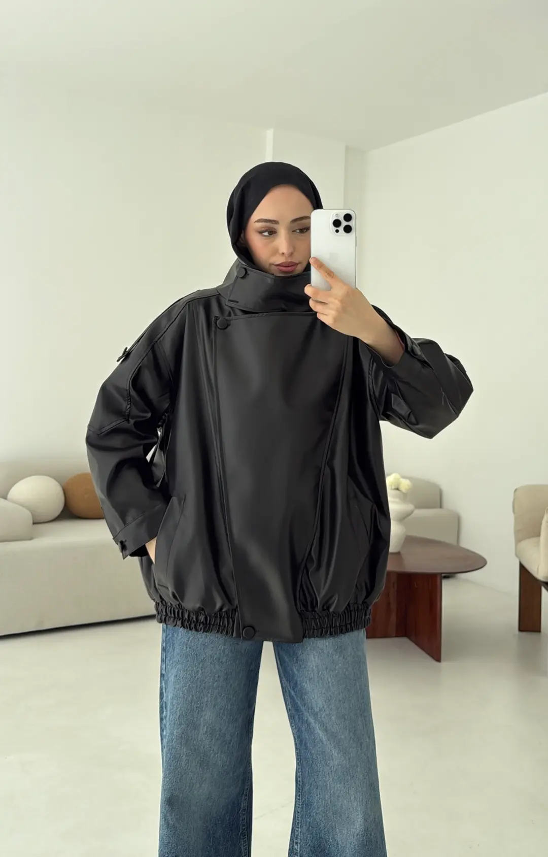 Tasarım Vintage Deri Ceket Siyah - Görsel 3